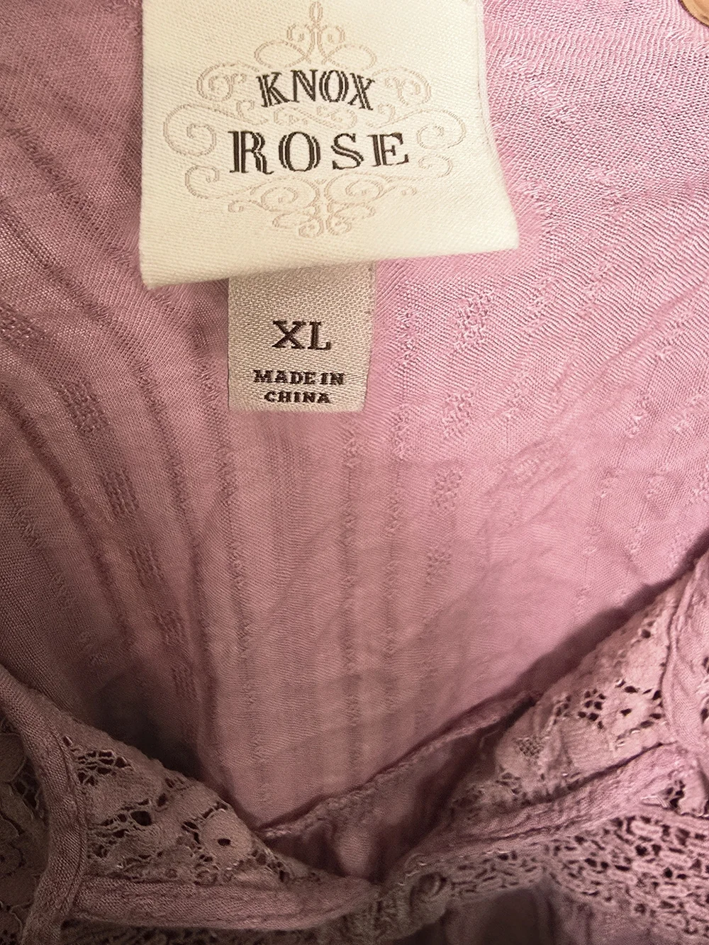 Knox Rose Lavender Crochet-Trim Peasant Tunic